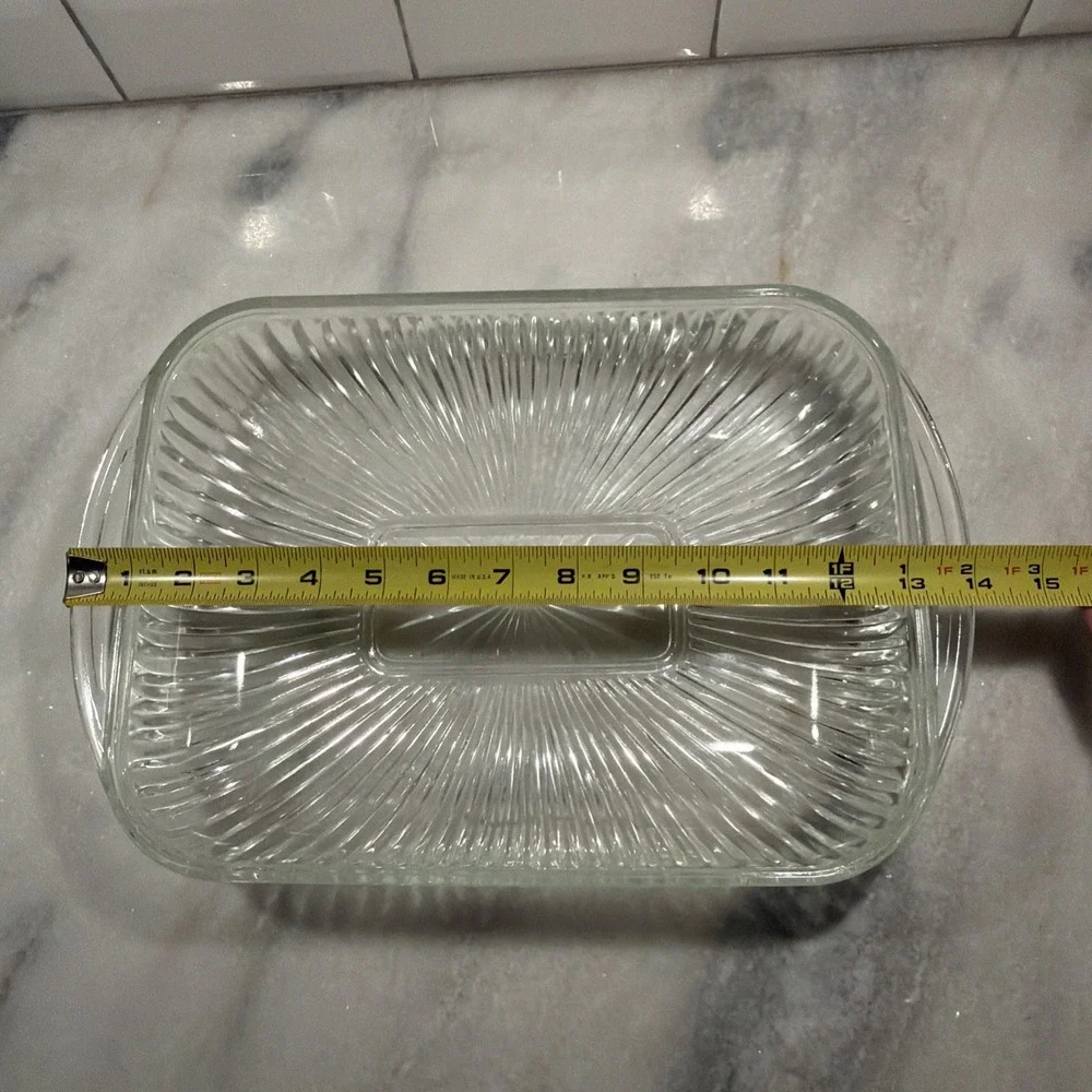 Vtg Oven-proof Ribbed Casserole Dish Rectangle 14x8